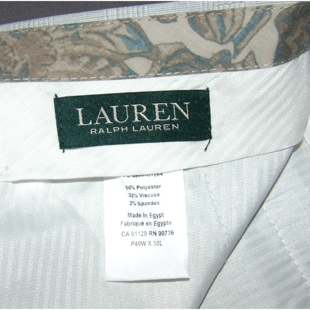 LAUREN Ralph Lauren Poly Blend Stretch Gray Plaid Dress Pants Men's 40 X 30 - Picture 7 of 7